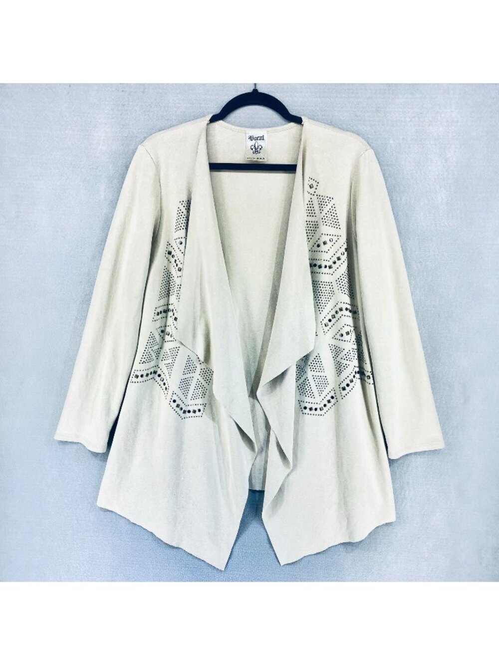 Vintage y2k Vocal Jacket Womens M Beige Studded Rhinestone Costal Cowgirl Boho